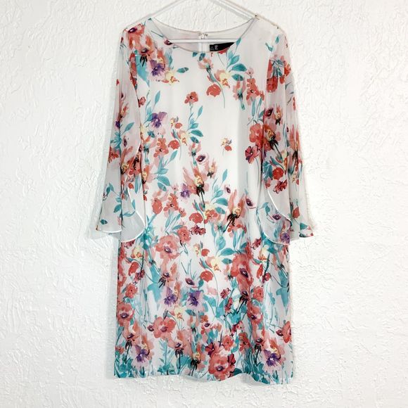 LF Dresses & Skirts - LF Leslie Fay floral watercolor dress 16